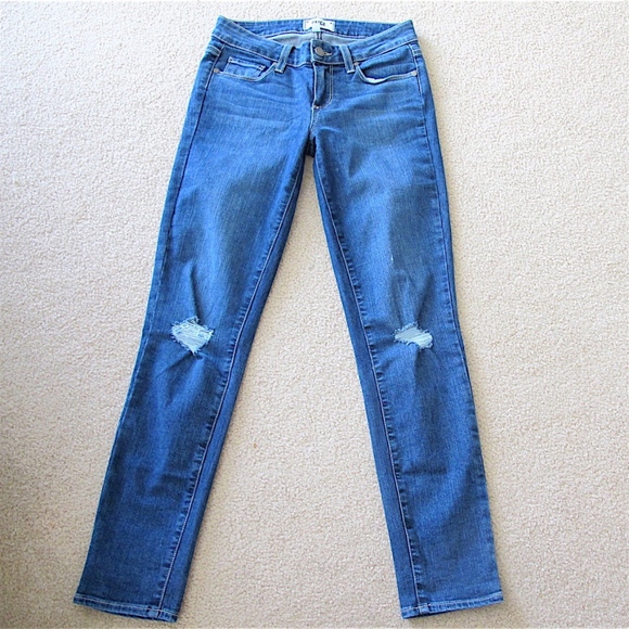 PAIGE Denim - Paige Kylie Crop Distressed Blue Denim Jeans